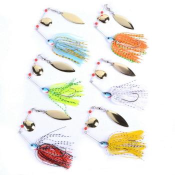 Aorace 6pcs/lot Spinnerbait Fishing Lures 15g Isca Artificial Metal Spoon Lure Wobbler Buzz Bait Jigging Fishing Tackle
