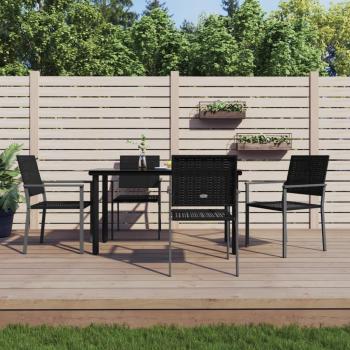 5-Piece Outdoor Dining Set in Poly Rattan and Steel