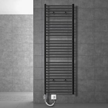 Radiador de baño eléctrico ECD Germany 1200W con varilla calefactora, 600 x 1800 mm, antracita, recto y conexión lateral