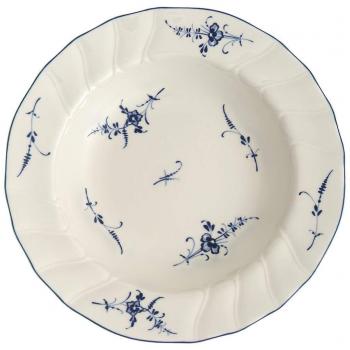 Villeroy & Boch Old Lu x Embourg Soup Plate, 23 cm, Premium Porcelain, White/Blue