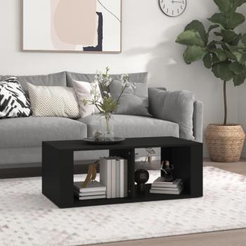 Mesa de centro madera contrachapada 100x50x36 cm en color blanco y negro, brillante, para salón o comedor, mesa auxiliar de café