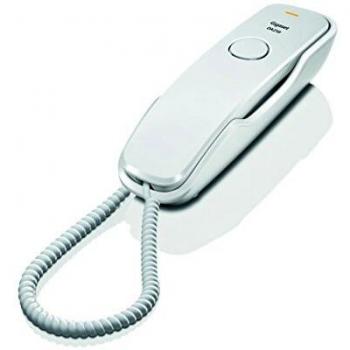 Gigaset DA210 - Teléfono con cable elástico - Espacio para 10 entradas de marcación rápida - Rellamada - Compatible con audífonos - Melodía y volumen del timbre ajustables - Color Blanco