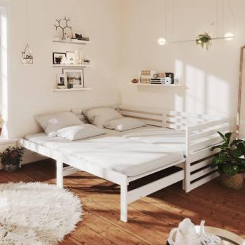 Sofá Cama Extraíble de Madera Maciza de Pino Blanco (90x200 cm)