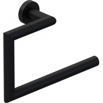 Toallero de aro con embellecedor redondo decorativo Kubic en color negro mate