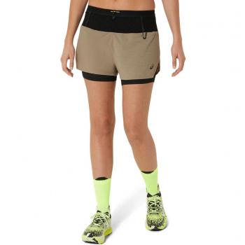 Asics Fujitrail 2in1 Short Femenino Beige