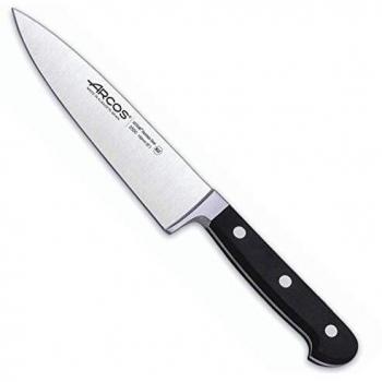 Arcos Serie Clasica, Cuchillo Cocinero, Hoja de Acero Inoxidable Forjado Nitrum 160 mm, Mango de Polioximetileno, POM Color Negro