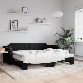 Sofá cama nido extraíble de tela negra 80x200 cm
