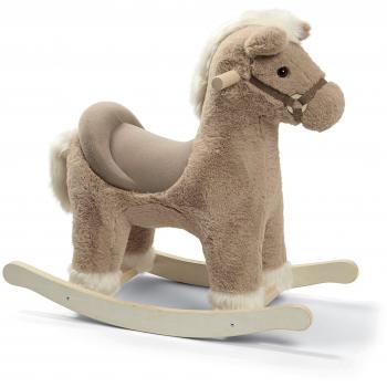 Caballo Balancín Bugsy Mamas & Papas - Juguete de Peluche Gris con Base de Madera Sólida y Asiento Elevado
