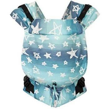 Portabebés para recién nacidos Hoppediz Primeo Jacquard Azul Singapur, 100% algodón orgánico, uso frontal y dorsal