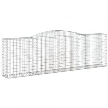 Cestas de gaviones 25 uds forma de arco hierro 400x50x120/140cm Plateado