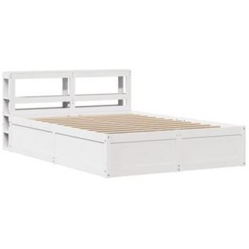 Estructura de cama con cabecero de madera de pino blanco 120x200 cm