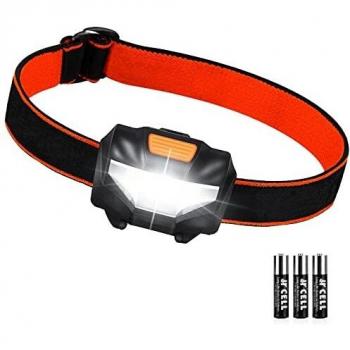Linterna Frontal LED, Linterna Cabeza COB con 3 Modos, Linterna Frontal Pilas 140 Lúmenes 60° Ajustable, Lampára de Cabeza IPX4 Impermeable ideal para Correr, Acampar, Cenderismo, Pesca, Caminar