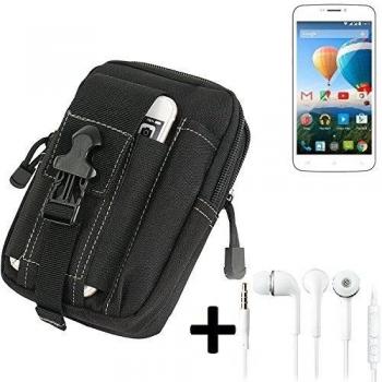 Bolsa del cinturón / funda para Archos 59 Xenon, negro + auriculares | compartimientos adicionales con el espacio para el banco de la energía, disco duro, etc. - K-S-Trade