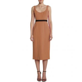 Brown Sleeveless Crepe Midi Dress - PINKO, Size S