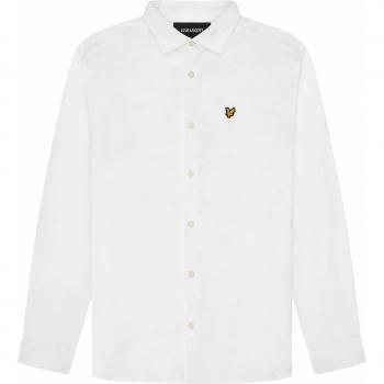 Lyle & Scott Long Sleeve Slim Fit Mens Poplin Shirt - White - Size Medium