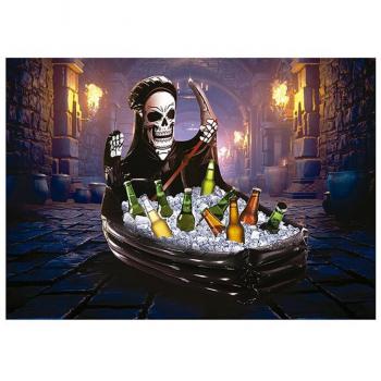Féretro con Calavera Muerte en Nevera Hinchable de 100x35 cm