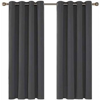 Deconovo Cortinas Opacas para Habitación con Aislamiento Térmico de Poliéster Tela Poliéster 2 Piezas 140 x 180 cm Gris Oscuro