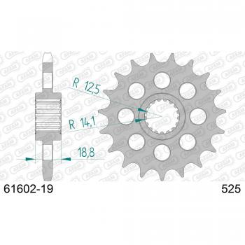 Piñón de acero estándar AFAM 61602 - 19 dientes - para cadena