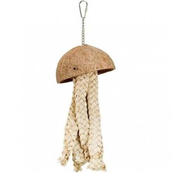 Juguete Natural para Aves Trixie con Cáscara de Coco y Hojas de Plátano, 37 cm