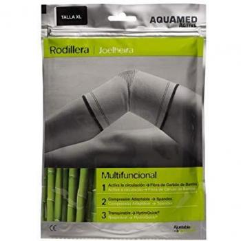 AQUAMED Active Rodillera - Sujeción elástica, Fibra carbón de bambú, Alivio dolor articular, Lavable, Talla XL