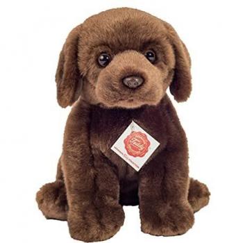 Teddy Hermann 91958 Perro Labrador Sentado marrón Oscuro 25 cm, Peluche