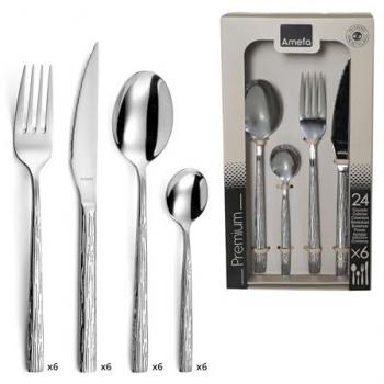 Set de 24 Cubiertos Caligraphy Amefa Acero Inoxidable 18/0-4MM Ecológicos y Lavavajillas Compatible