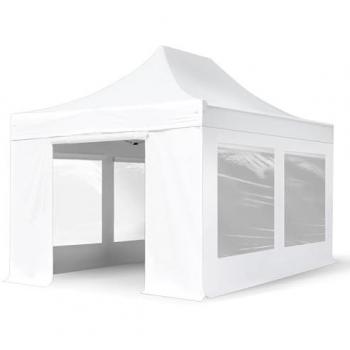 Carpa Plegable 3x4,5m Profesional de Aluminio 40mm con Laterales y Ventanas Panorámicas - Blanco