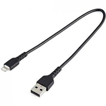StarTech.com 12 in (30 cm) Durable Black USB-A to Lightning Cable - Heavy Duty Rugged Aramid Fiber Reinforced Charger/Sync Cord, Apple MFi Certified for iPad/iPhone 12 Pro Max