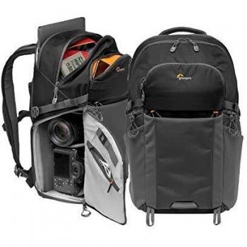 Lowepro LP37255-PWW Photo Active Outdoor Camera Backpack with QuickShelf Dividers, Fits 15 Inch Laptop/iPad/3L Hydration, for Mirrorless Sony, Canon, Nikon, Gimbal, Drone, DJI, Osmo, Mavic, Black/Grey