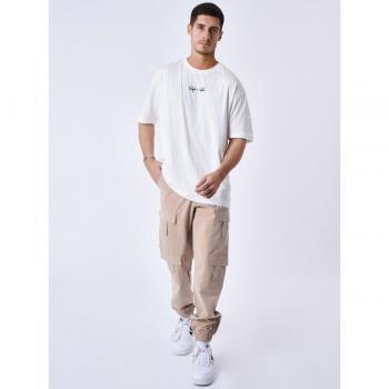 Beige Twill Cargo Pants for Men by Project X Paris