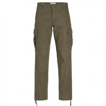 Jack & Jones Men's Olive Night Straight Leg Relaxed Fit Cargo Pants 30/34