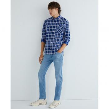 Camisa Tommy Jeans Small Check Azul para Hombre