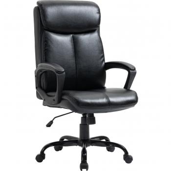 Vinsetto Silla de Oficina Ergonómica Giratoria Ajustable con Reposabrazos y Respaldo Acolchado de Piel Sintética 67x69x107-119 cm Negro