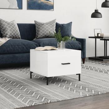 Mesa de centro de madera de ingeniería brillo blanco 50x50x40 cm vidaXL