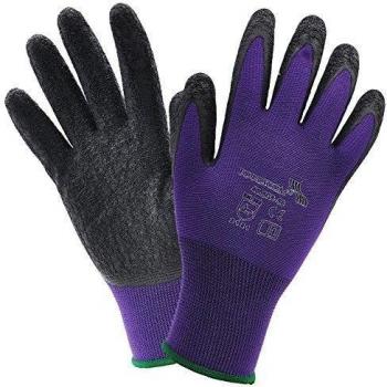 12 Pares FOURSCOM Guantes de trabajo EN388 clase 2121, poliéster / látex, talla 10-XL, púrpura / negro