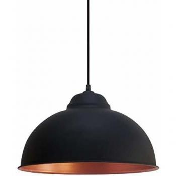 Lámpara Colgante Vintage Eglo Truro 2 Negra y Cobre, Diseño Industrial, E27, Ø 37 cm