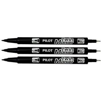 Pilot Twin Marker Permanente Doble Punta Extra Fina Color Negro