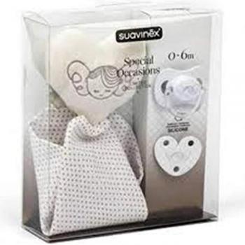 SUAVINEX Set Chupete 0-6M Silicona + Love Clip + Doudou