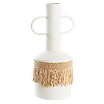 Jarrón DKD Home Decor Blanco Natural Metal 20 x 16 x 40 cm