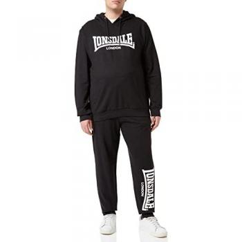 Lonsdale London Cloudy Black Hooded Tracksuit for Men - Regular Fit, Sizes S to XXL