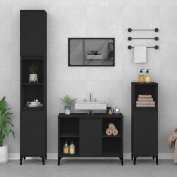 Conjunto de muebles de baño 3 piezas de madera negra multicapa