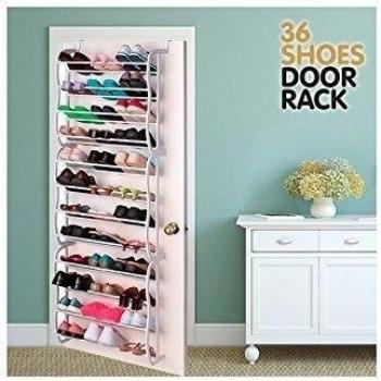 Hasëndad Door Rack Zapatero Estantería, Acero, Blanco, 52x177x17 cm