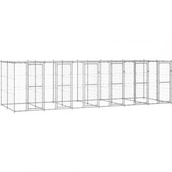 vidaXL Outdoor Dog Kennel Galvanised Steel with Roof 14.52 m²
