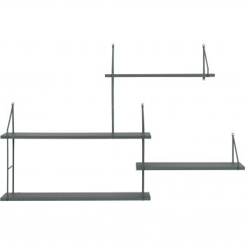 Estante de pared con marco verde y 4 estantes de madera natural 99 x 17.5 x 62 cm