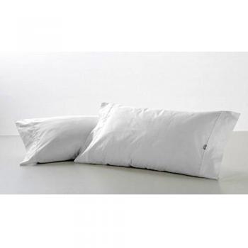 ESTELA - Funda de Almohada Combi Liso Cala Color Blanco - 2 Piezas de 45x85 cm - 100% Algodón - 144 Hilos