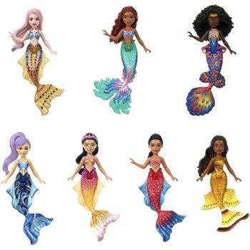 Disney Princess Ariel and Sisters Scallop Mini Mermaid Doll Set (7 Dolls)