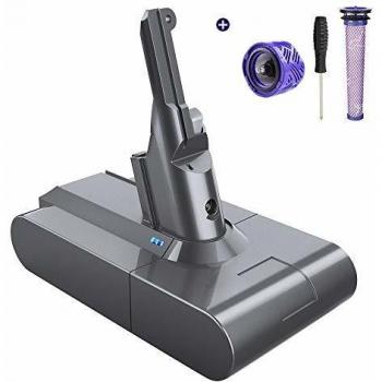 FLYLINKTECH 4000mAh Batería de Repuesto para Dyson V8, 21.6V Li-Ion Compatible con Dyson V8 Absolute Fluffy Animal Series V8 SV10 Aspirador con 2 Filtros, 1 Cepillo