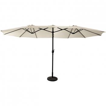 Sombrilla doble ovalada Happy Garden 2,7x4,6m en acero y tela beige