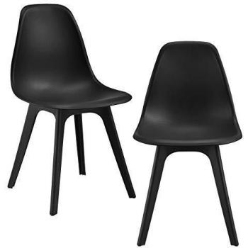Set de 2 sillas de comedor Brevik diseño nórdico plástico negro 83 x 54 x 48 cm