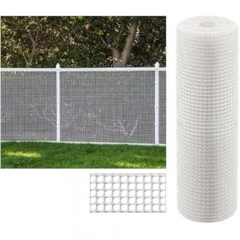 Malla de Plástico Cuadrada Suinga para Terrazas, Balcones y Vallados 1x25m, cuadros 2x2 cm, color blanco